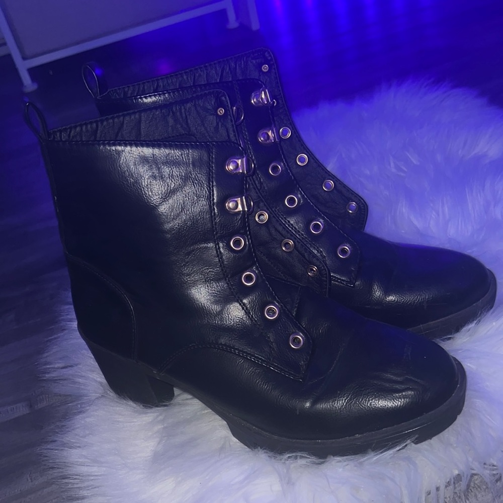 Black leather boots